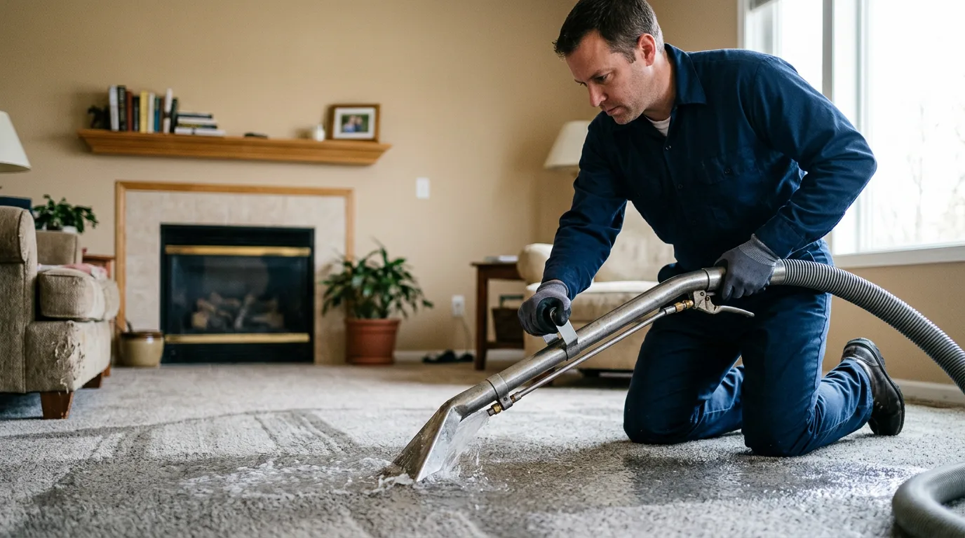 Water damage restoration technician working near Fall River, MA
